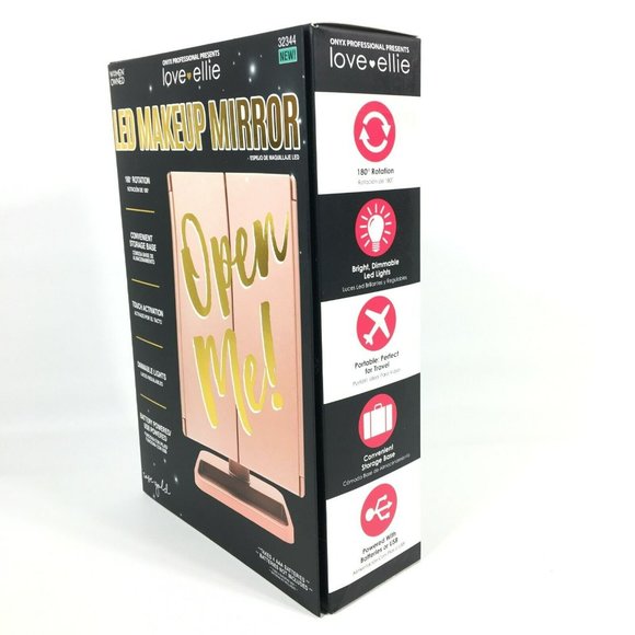 Onyx Professional LED Makeup Mirror Folding In-Base Magnifying Rose Gold - Picture 5 of 8